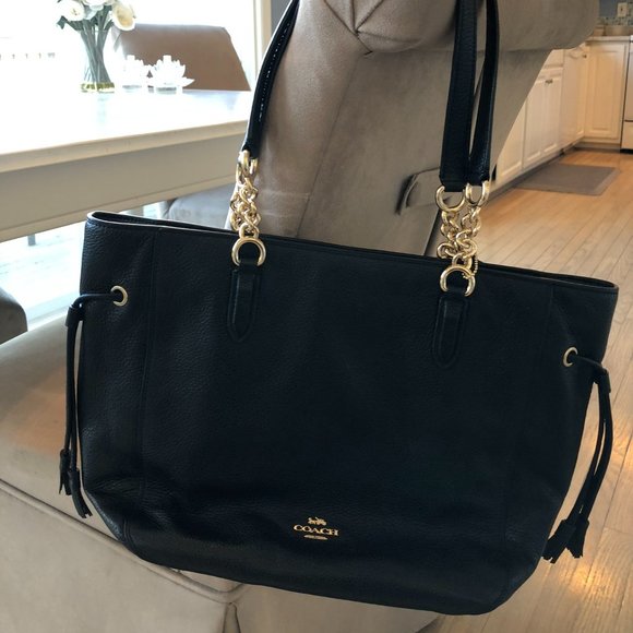 Coach black leather large handbag - Picture 2 of 13